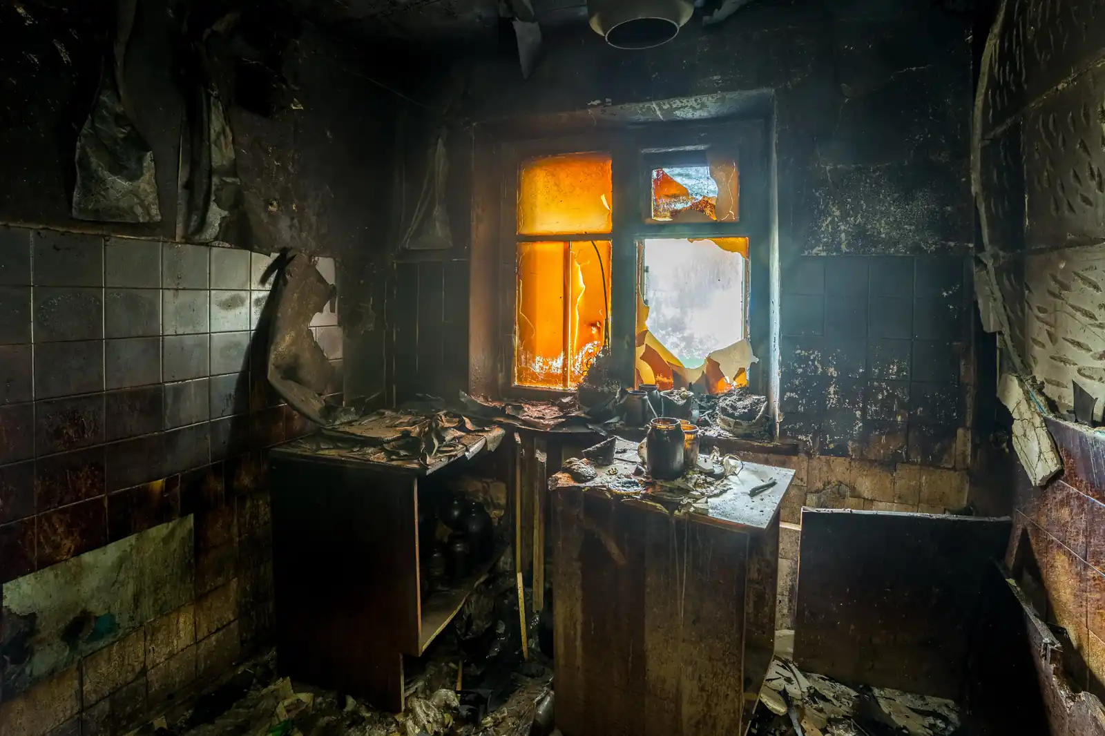 Fire damage restoration crew responding to a house fire in Fort Myers, FL near 33901